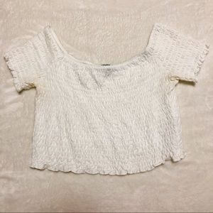 Topshop ruched white crop top